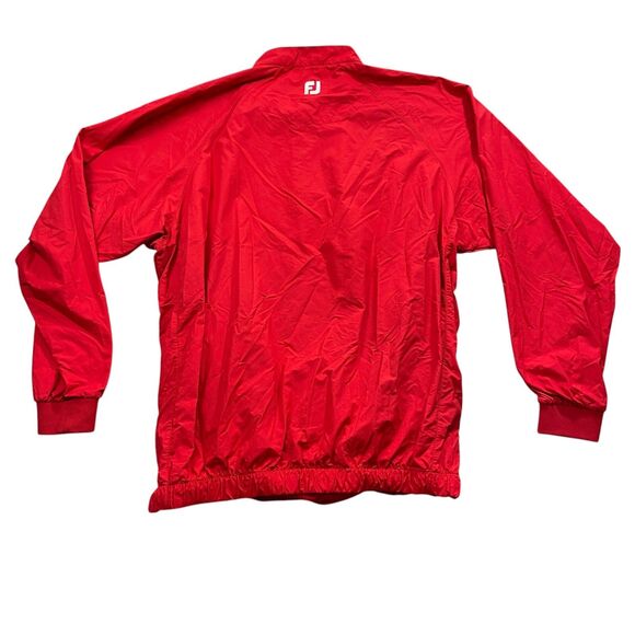 Footjoy XL Red Long Sleeve Windbreaker 1/4 Snap 100% Nylon Elastic Waist - Picture 5 of 6